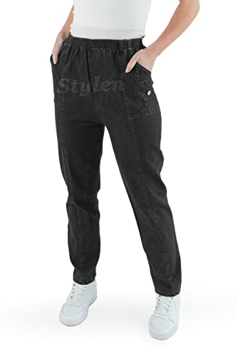 URBAN STITCH Women Jeans Ladies Stretch Trousers High Waist Rise Elasticated Pull On Straight Leg Denim Soft Pants Plus Size Casual Wear - Image 3