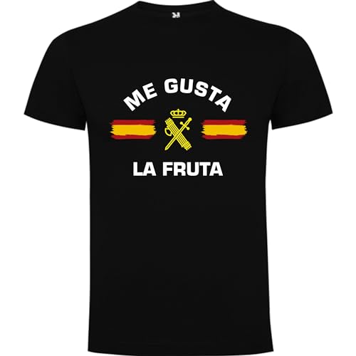 Camiseta Me Gusta La Fruta Guardia Civil. Camiseta Negra España (M)
