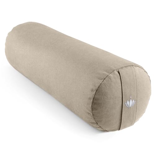 LOTUSCRAFTS Rouleau de yoga pour Yin Yoga, certifié GOTS, rouleau de avec rembourrage en épeautre, housse en coton lavable, bolster, coussin yoga, pilates