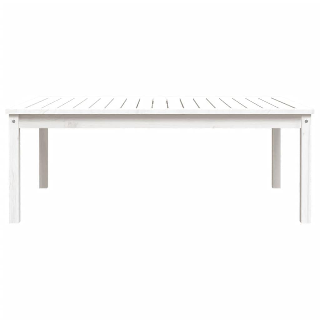 Stół ogrodowy, biały, 121 x 82,5 x 45 cm, lite drewno sosnowe, stolik kawowy na taras, balkon, do ogrodu, stabilny stolik pomocniczy do posiłków i przekąsek