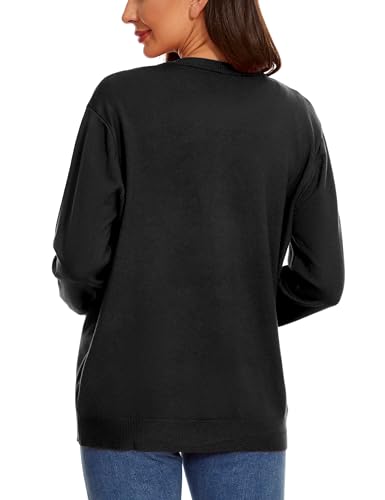 Womens Cardigan Sweaters Button Down Classic Long Sleeve Casual Crewneck Soft Fall Tops（S-2XL）3