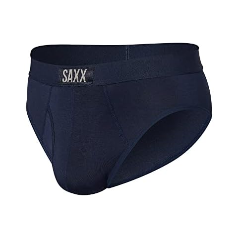 SAXX Men's Underwear -ULTRA Super Soft Briefs with Fly and Built-In Pouch Support- Underware for men, Navy, Medium Cover