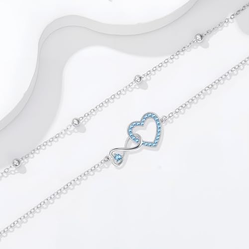 Image of Anklet for Women 925 Sterling Silver Double Infinity Ankle Bracelet Waterproof Summer Jewelry Anniversary Birthday Gifts for Her