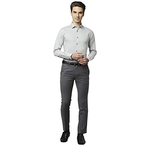 Image of Park Avenue Men's Cotton Blend Stripe Pattern Slim Fit Semi Cutaway Collar Full Sleeve Formal Shirt