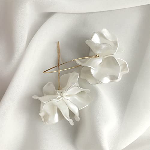 Handmade Bohemian Acrylic Large Flower Dangle Drop Earrings Unique Resin Tiered Petal Flower Line Earrings for Women3