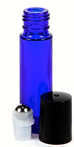Vivaplex, 6, Cobalt Blue, 10 ml Glass Roll-on Bottles with Stainless Steel Roller Balls - .5 ml Dropper Included - Thumbnail 3