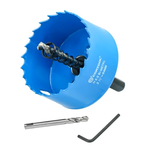 2-1/2 Inch Bi-Metal Hole Saw With Arbor for Metal and Wood Cutting - Hole Cutter Kit for Drywall PVC Boards Fiberglass and Vent Pipes