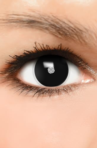 FUNZERA Lentilles de Contact Noires – Effet FROZEN SHADOW, Sans Correction, Journalières, 1 Paire (2 pcs) – Idéales pour les Soirées et Déguisements