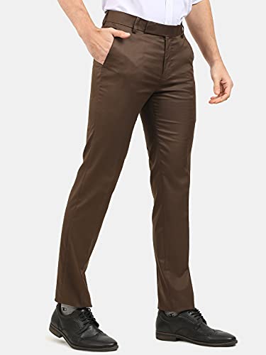 Image of Classic Collection Men's Smart Slim Fit 2-Way Stretchable Formal Trousers Made of Cotton Viscose Blend Fabric with Hidden Expandable Waistband and 3 Slant Pockets Plus 1 Ticket Pocket