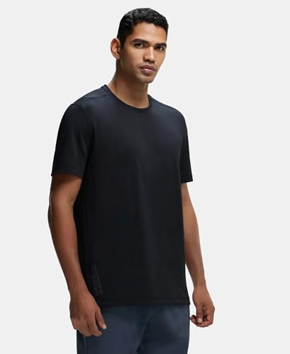 Image of Jockey MV37 Men Recycled Microfiber Elastane Stretch Fabric Round Neck Half Sleeve Breathable Mesh Active Wear T-Shirt