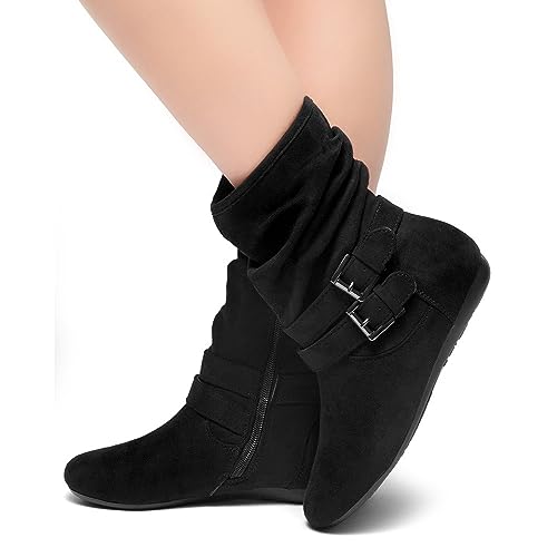 Herstyle 142503 Womens Lindell Ankle Boots Side Zipper Mid-Calf Slouch Flat Booties thumb #5
