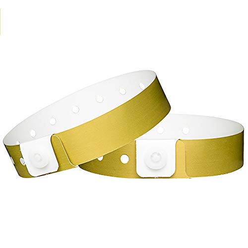 Ouchan Gold Plastic Party Wristbands - 200 Pack Vinyl Wristbands for Events Parties