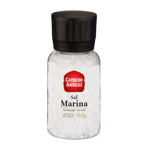 CAPRICHO ANDALUZ Molinillo Sal Marina 350gr- Condimento para Sazonar Comidas o para Realzar Sabores en Aderezos.