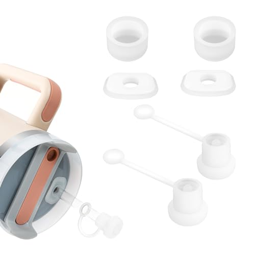 Kapiado 2 Set Spill Stoppers for Stanley Cup 20oz/30oz/40oz/64oz, Leak Proof Accessories for Stanley Tumbler with Straw Cap and Square Pad and Round Cover (Clear, 2)