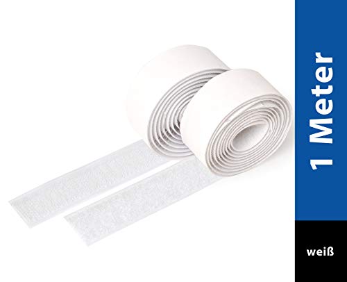 iLP Velcro adhésif  1 m x 20 mm  Blanc  Adhérence forte, auto-adhésif Hook Loop pour cadre photo, bricolage