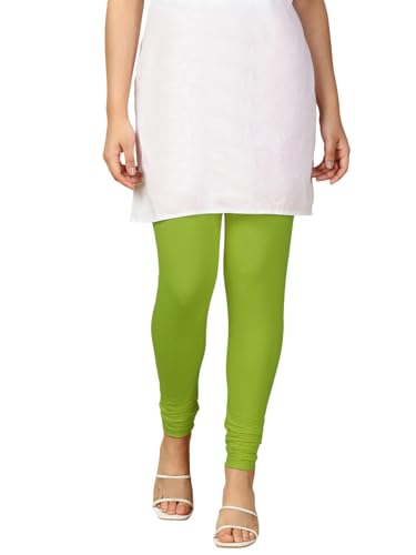 Image of Lux Cozi PYNK Solid Premium Cotton Lycra Churidar Leggings for Women | Regular Fit Elastic Waist Full Length Women Leggings | Free Size