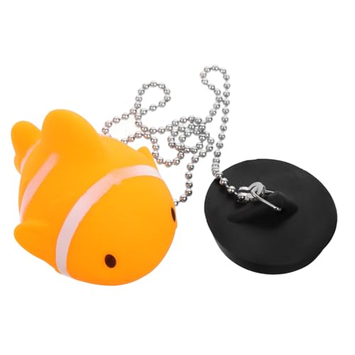 JECOMPRIS Gummi Badewannenstöpsel Fisch Design mit Kette Ablassstopfen für Badewanne Waschbecken Dusche Wasserfest und Vielseitig für Küche Bad