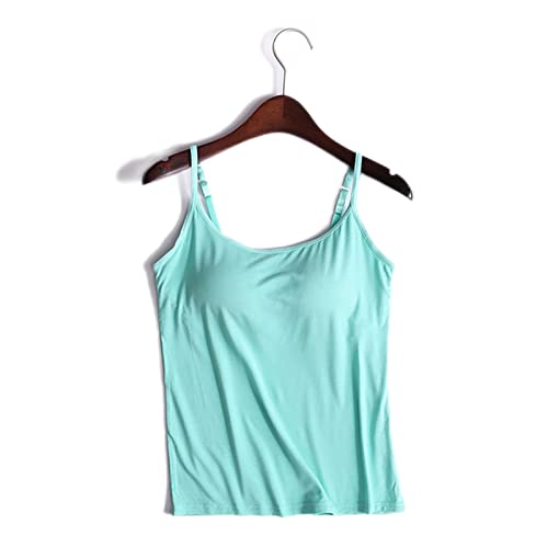 BYYLECL Damen Camisole Tops mit Eingebautem BH Einfarbig Camisole Neck Weste Gepolstert - Slim Fit Tank Tops Sexy Unterwäsche Sommer Tank Tops Cover