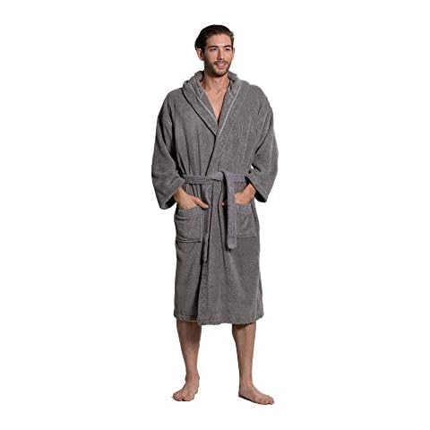 Turkuoise Men's Turkish Terry Cloth Robe, Thick Hooded Bathrobe Cover