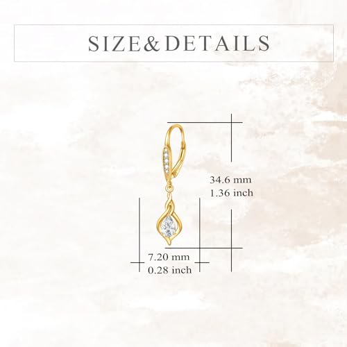 14K Gold Leverback Earrings for Women Birthstone Cubic Zirconial Earrings Jewelry Birthday Gifts for Her (Gold-Infinity Earrings with Moissanite)4