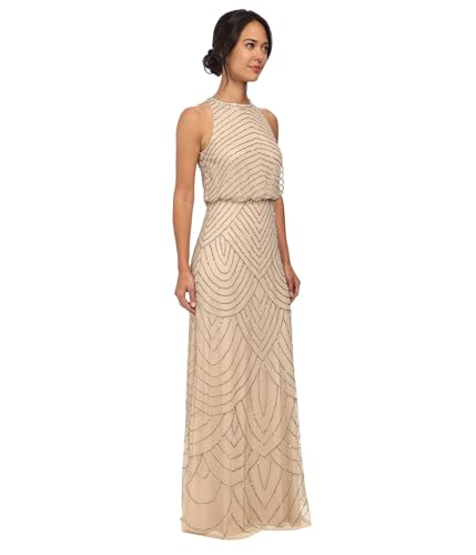 Image of Adrianna Papell Womens Halter Blouson Beaded Gown