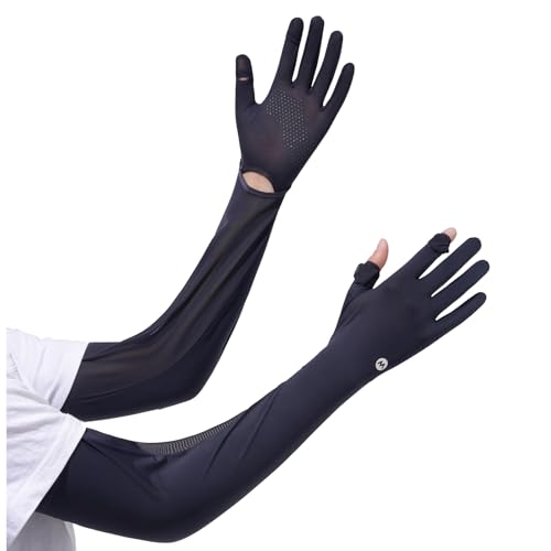 apaepr UV Protection Gloves for Women Full Finger Sun Gloves UPF 50+ Driving & Cycling Gloves Lightweight Touchscreen Breathable Non-Slip for Outdoor Activities (Deep Gray One Size)