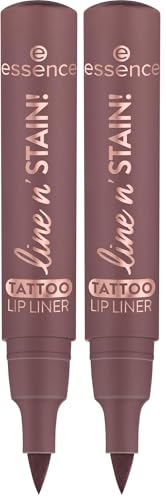 essence line n' STAIN! TATTOO LIP LINER crayon à lèvres, longue durée, mettant en valeur l'oeil, effet colorant, intense en couleurs (2.5ml) (Lot de 2)