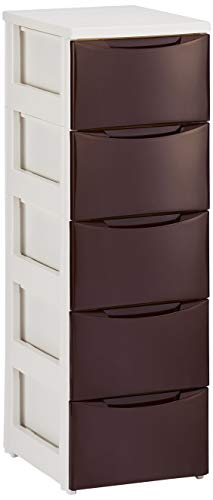 アイリスオーヤマ チェスト 5段 届いてすぐ使える完成品 スリム 幅32.4×奥行41×高さ99.5cm ホワイト / ブラウン プラスチック COD-325 組立不要