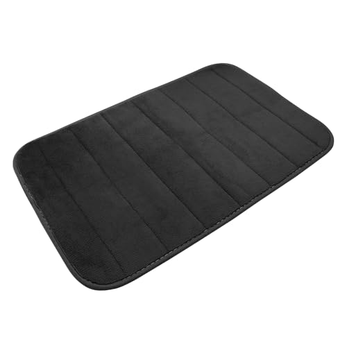 XRVRILE Tapis de Bain et Crochets Tapis antidérapant de Douche Extra Doux Bath Mat Absorbant, séchage Rapide, Lavable Tapis de Bain pour Salle de Bain, 39 x 60 cm, Noir
