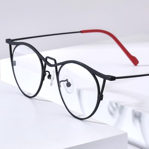 Image of FONEX Colorful Pure Titanium Glasses Frame Women Retro Round Eyeglasses F85782