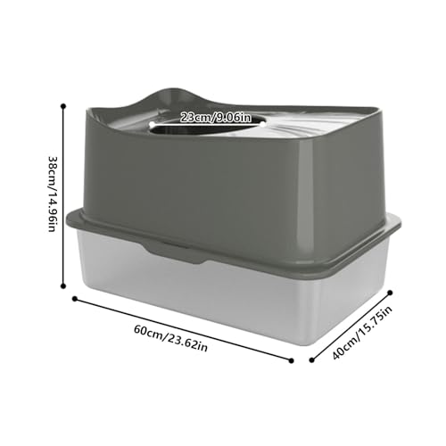 Arenero para gatos de acero inoxidable con tapa XL miniatura 2