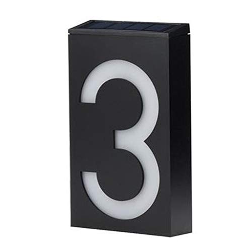 ErYao Modern House Numbers, Solar Powered House Address Sign, LED Illuminated Outdoor House Numbers Plaque, Lighted Up for Home Yard Street and House Manual Control & Light Control (Black 3)