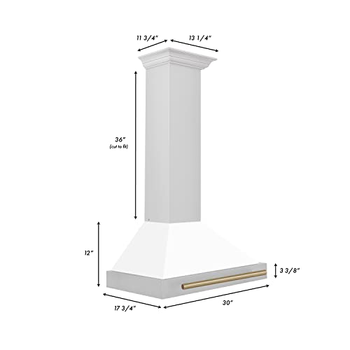Zline Kitchen And Bath KB4STZ-WM30-CB Zline 30 Inch Autograph Edition Stainless Steel Range Hood With White Matte Shell And Champagne Bronze Accents thumb #7