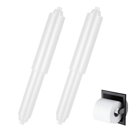 2Pcs Toilet Paper Spring Rod, Toilet Paper Roller Replacement, Toilet Paper Holder Spring Rod, Plastic Paper Holder Roller Rod for Bathroom(White)