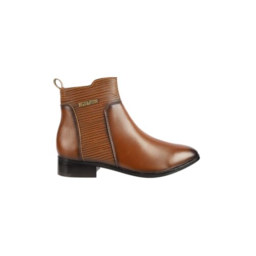 Image of Metro Women Faux Leather Ribbed Slip-On Casual Boots