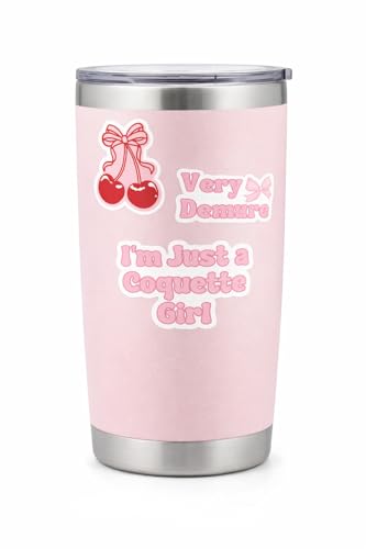 Image of 30 Coquette Aesthetic Pink Sticker Pack for Laptop Water Bottle Phone Skateboard - Cute Kawaii Bow Cherry Flower Teddy Girl Vinyl Stickers Waterproof Scratchproof No Residue Decals for Teens Women