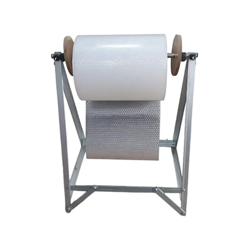 Supporto per dispenser di pluriball resistente, supporto regolabile in larghezza per rotolo di pellicola estensibile, capacità 250 kg, telaio in acciaio zincato per imballaggi industriali e stoccaggio