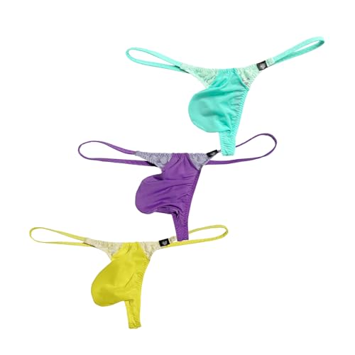 Men's Convex Pouch Low Waist Underwear Sexy Lace Thong