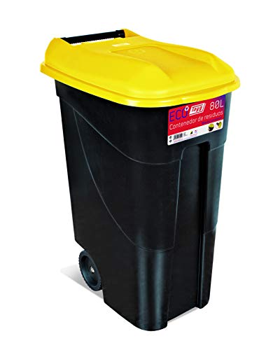 Tayg Tapa Amarilla Contenedor de residuos 80 litros con Base Negra (432019)