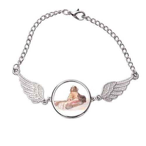 Bracelet sphinx de Gizeh Égypte ailes d'ange en métal taille M