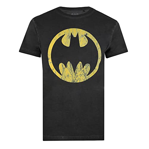 Cotton Soul Batman DC Comics - Batman Circle - Camiseta vintage para hombre, Negro Vintage, L