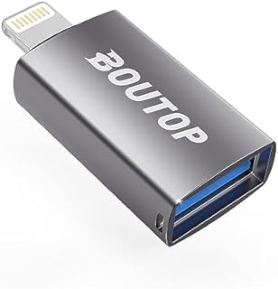 BOUTOP Adapter Lightning na USB 3 do aparatu iPhone, iPad, iPod - [certyfikat Apple MFi] adapter USB OTG kompatybilny z aparatem cyfrowym, pamięcią USB, czytnikiem kart, myszką, klawiaturą itp. - 1