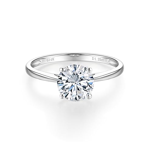 1.25 to 3 Carat IGI Certified LAB Grown Diamond 14k White Gold Solitaire Engagement Rings for Women, Wedding Promise Anniversary Rings Jewelry Gift for Her, VS1-VS2 Clarity, E-F Color