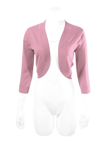 Image of Allsense Women's 3 /4 Sleeve Bolero Shrug for Dresses | Open Front Cropped Cardigan, Lightweight Knit Dress Cover Up