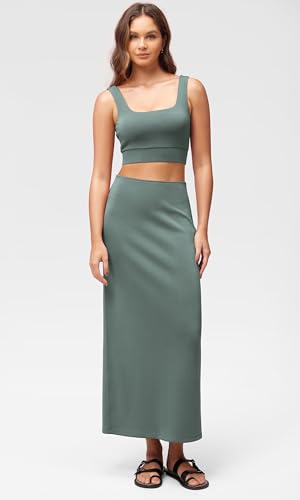 Image of ODODOS Modal Soft Maxi Skirt for Women, Back Slit High Waist Casual Long Pencil Skirts