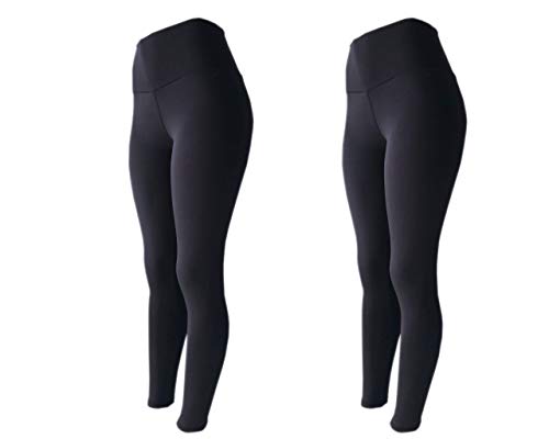 Kit 2 Legging Suplex Flanelado Cós Alto PRETO-PRETO M