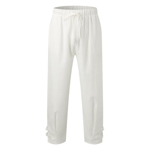 Cotton Linen Pants Men Casual Drawstring Elastic Waist Harem Plus Size Capris Lightweight Yoga Hippie Baggy Trousers4