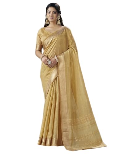 Image of Satrani Women's Shimmer Silk Weaving & Sequins Work Saree with Unstitched Blouse Piece