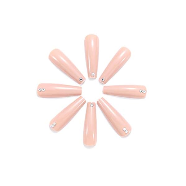 Brishow Lange Künstliche Nägel Crystal Press on Nails Nude Falsche Nägel Ballerina Acryl nägel zum aufkleben Full Cover… – Bild 6