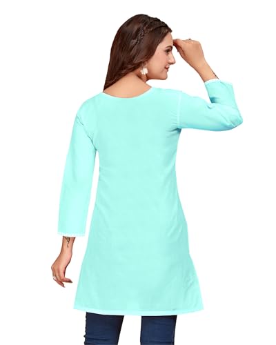 Image of Women's Rayon Chikankari Embroidered Short Kurti | Lucknowi Work Kurta